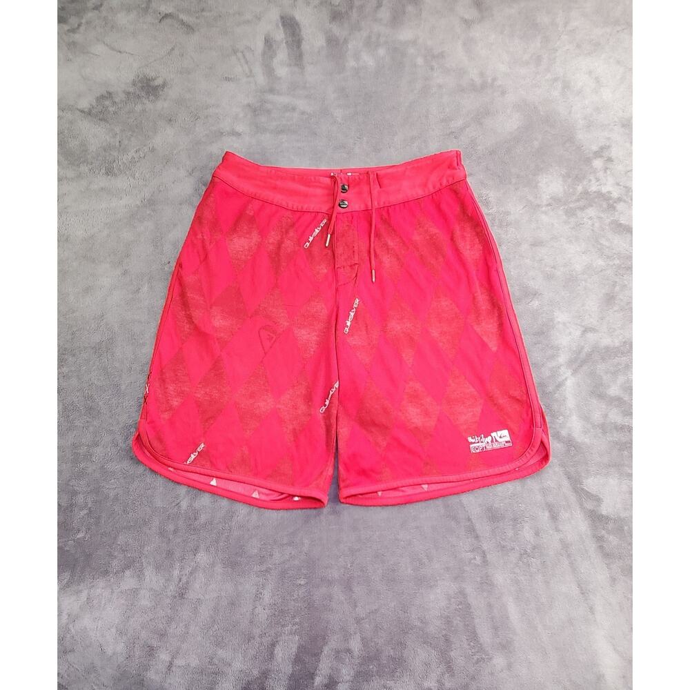 Quiksilver Board Shorts Mens Sz 32 Waist Red Quick Dry Surf Beach Swim Trunks C8